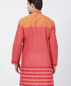 Vastramay Men's Pink Pure Cotton Kurta