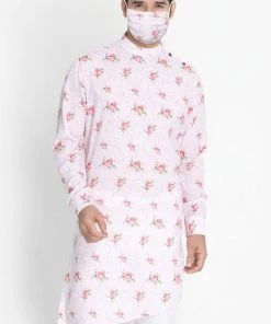 Vastramay Men's Pink Cotton Linen Blend Kurta Buy 1 Get 1