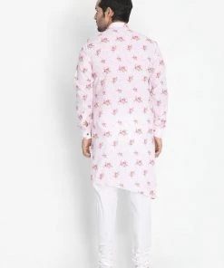 Vastramay Buy 1 Get 1 Men's Pink Cotton Linen Blend Kurta And Pyjama Set