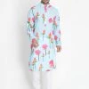 VASTRAMAY Men's Light Blue Cotton Linen Blend Kurta And Pyjama Set Buy 1 Get 1