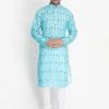 Vastramay Kurta Sets Men's Light Blue Cotton Blend Kurta And Pyjama Set 2 Vastramay Kurta Sets Men's Light Blue Cotton Blend Kurta And Pyjama Set