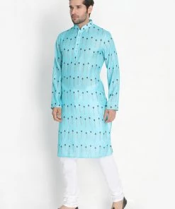 Vastramay Cotton Blend Light Blue Baap Beta Kurta Pyjama Set