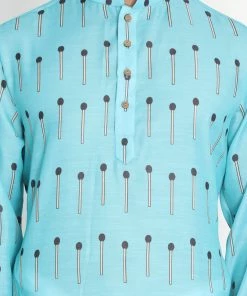 Vastramay Kurta Sets Men's Light Blue Cotton Blend Kurta And Pyjama Set 11 Vastramay Kurta Sets Men's Light Blue Cotton Blend Kurta And Pyjama Set