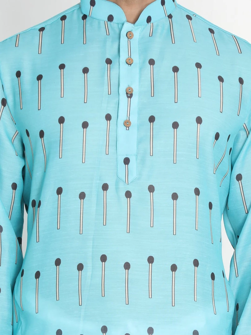 Vastramay Kurta Sets Men's Light Blue Cotton Blend Kurta And Pyjama Set 6 Vastramay Kurta Sets Men's Light Blue Cotton Blend Kurta And Pyjama Set