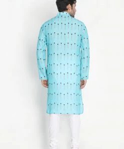 Vastramay Cotton Blend Light Blue Baap Beta Kurta Pyjama Set