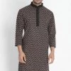 Vastramay Men's Black Cotton Blend Kurta