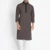 Vastramay Men's Black Cotton Blend Kurta And Pyjama Set Kurta Sets