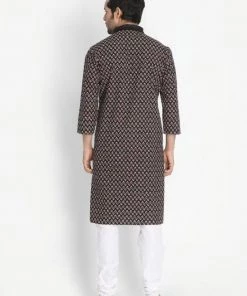 Vastramay Men's Black Cotton Blend Kurta And Pyjama Set Kurta Sets 10 Vastramay Men's Black Cotton Blend Kurta And Pyjama Set Kurta Sets