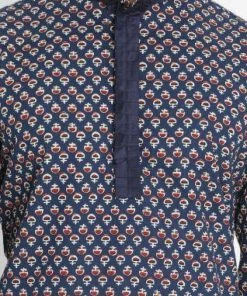 Vastramay Men's Blue Cotton Blend Kurta And Pyjama Set