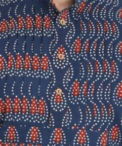 Vastramay Men's Dark Blue Cotton Blend Kurta 11 Vastramay Men's Dark Blue Cotton Blend Kurta