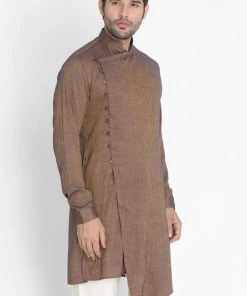 Vastramay Buy 1 Get 1 Men's Brown Cotton Blend Kurta