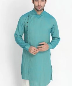 Vastramay Buy 1 Get 1 Men's Green Cotton Blend Kurta