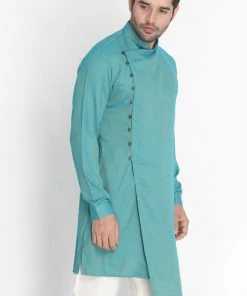 Vastramay Buy 1 Get 1 Men's Green Cotton Blend Kurta