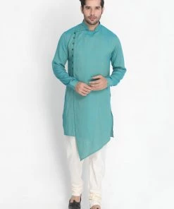 Vastramay Buy 1 Get 1 Men's Green Cotton Blend Kurta