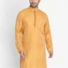 Vastramay Men's Yellow Silk Blend Kurta