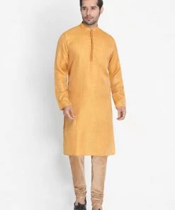 Vastramay Buy 1 Get 1 Men's Yellow Silk Blend Kurta And Pyjama Set