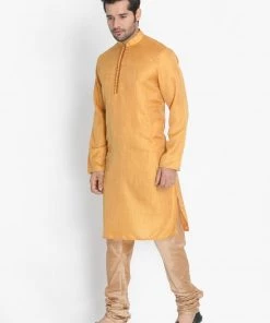 Vastramay Buy 1 Get 1 Men's Yellow Silk Blend Kurta And Pyjama Set