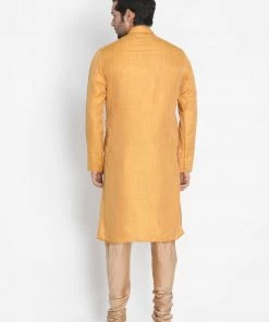 Vastramay Buy 1 Get 1 Men's Yellow Silk Blend Kurta And Pyjama Set