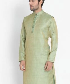 Vastramay Buy 1 Get 1 Men's Mint Green Silk Blend Kurta