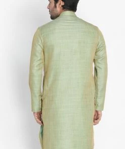 Vastramay Buy 1 Get 1 Men's Mint Green Silk Blend Kurta
