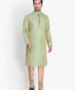 Vastramay Buy 1 Get 1 Men's Mint Green Silk Blend Kurta