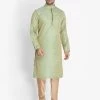 Vastramay Men's Green Silk Blend Kurta And Pyjama Set