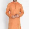 Vastramay Men's Orange Silk Blend Kurta 2 Vastramay Men's Orange Silk Blend Kurta