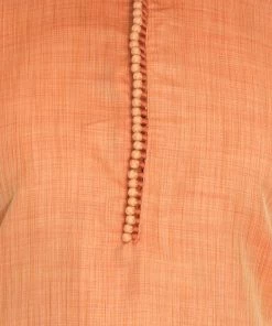 Vastramay Men's Orange Silk Blend Kurta