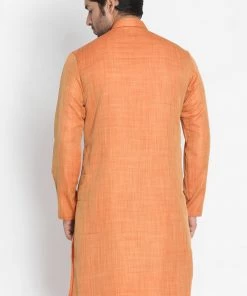 Vastramay Men's Orange Silk Blend Kurta