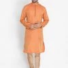 Vastramay Buy 1 Get 1 Men's Orange Silk Blend Kurta And Pyjama Set