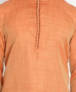 Vastramay Buy 1 Get 1 Men's Orange Silk Blend Kurta And Pyjama Set