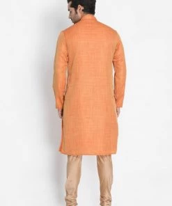 Vastramay Buy 1 Get 1 Men's Orange Silk Blend Kurta And Pyjama Set