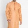 Vastramay Men's Peach Silk Blend Kurta