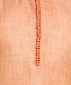 Vastramay Men's Peach Silk Blend Kurta