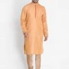 Vastramay Men's Peach Silk Blend Kurta And Pyjama Set Buy 1 Get 1