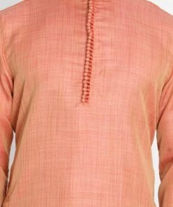 Vastramay Men's Pink Silk Blend Kurta And Churidar Set Buy 1 Get 1