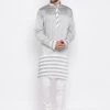 Vastramay Men's Grey Cotton Blend Kurta And Pyjama Set