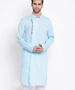 Vastramay Buy 1 Get 1 Men's Blue Mix Cotton Kurta