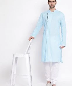 Vastramay Buy 1 Get 1 Men's Blue Mix Cotton Kurta