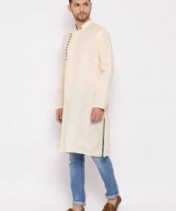 Vastramay Men's Cream Mix Cotton Kurta