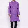 Vastramay Men's Purple Mix Cotton Kurta