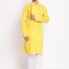 Vastramay Men's Yellow Mix Cotton Kurta And Pyjama Set Buy 1 Get 1
