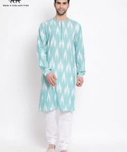 Vastramay Men's Green Cotton Kurta And Pyjama Set