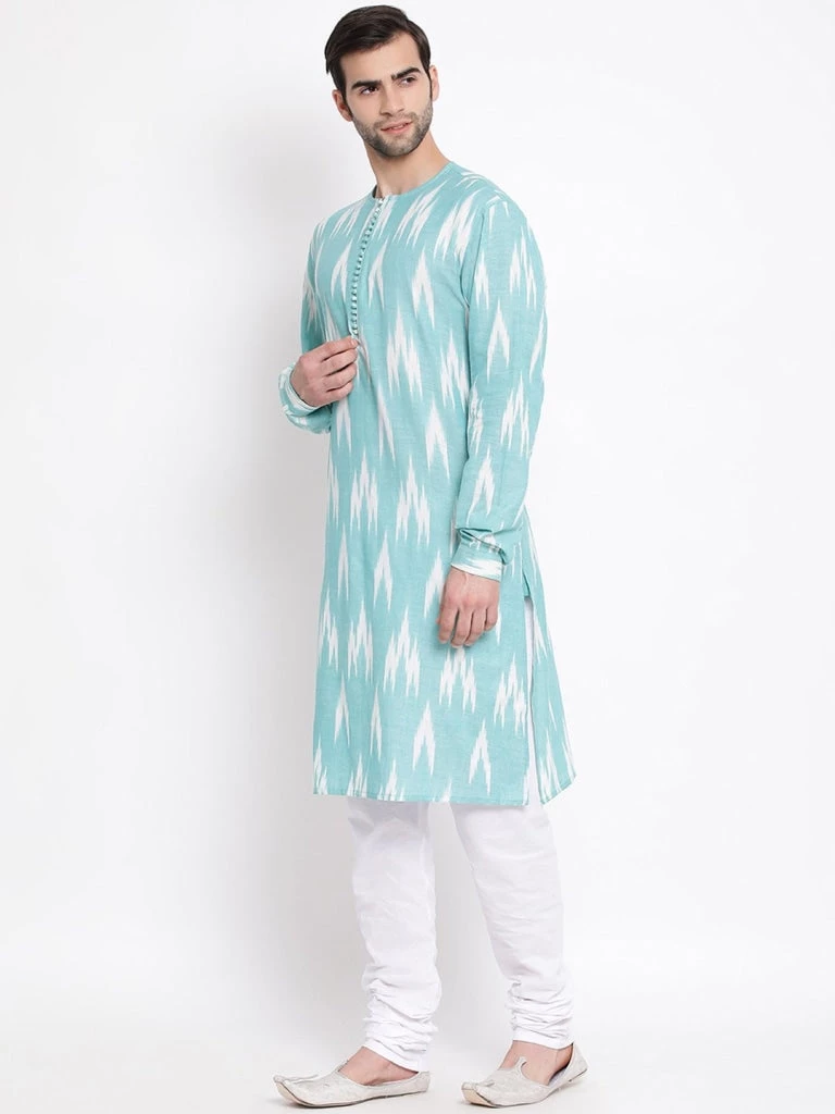 Vastramay Men's Green Cotton Kurta And Pyjama Set 4 Vastramay Men's Green Cotton Kurta And Pyjama Set