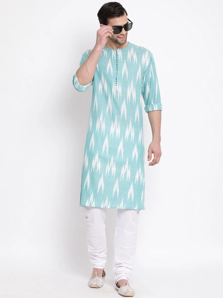Vastramay Men's Green Cotton Kurta And Pyjama Set 8 Vastramay Men's Green Cotton Kurta And Pyjama Set