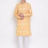 Vastramay Men's Orange Cotton Kurta And Pyjama Set