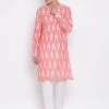 Vastramay Men's Pink Cotton Kurta And Pyjama Set