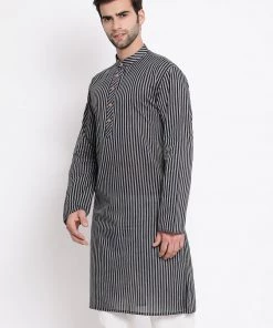 VASTRAMAY Men's Black Pure Cotton Kurta