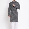 Vastramay Men's Black Pure Cotton Kurta And Pyjama Set