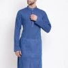 VASTRAMAY Men's Blue Pure Cotton Kurta